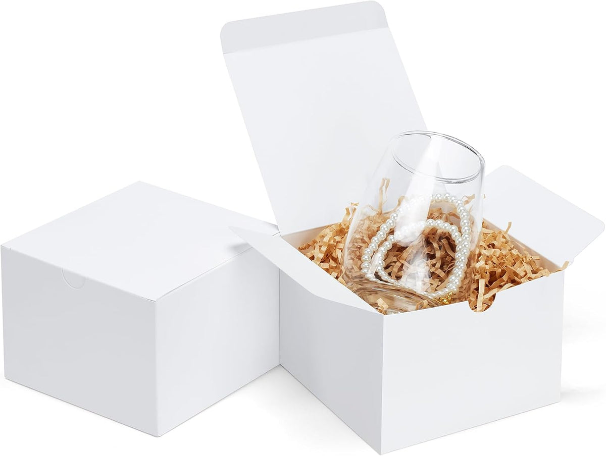 Eupako White Gift Boxes 5x5x3.5 25 Pack Kraft Paper Gift Boxes with Lids for Crafting, Gifts