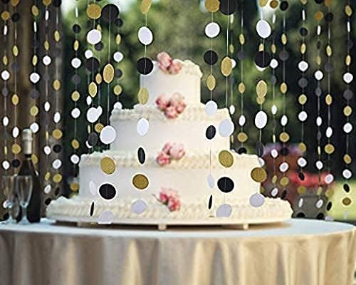 MerryNine Paper Garland 5 Pack, 65 Ft Glitter Paper Garland Circle Dots Hanging Decor, Banner for