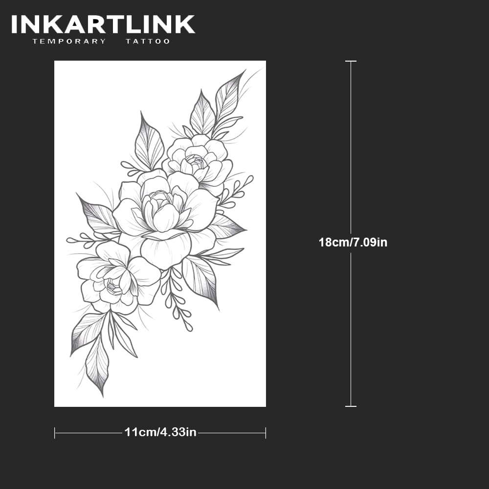 INKARTLINK Tattoo Tech, 2 Sheets Extra Large Semi Permanent Tattoo, Adult Art Design Temporary