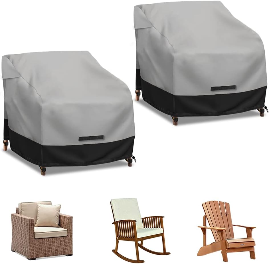 Patio Swivel Chair Cover Waterproof 2 Pack, 600D Heavy Duty Outdoor Furniture Covers for Universal