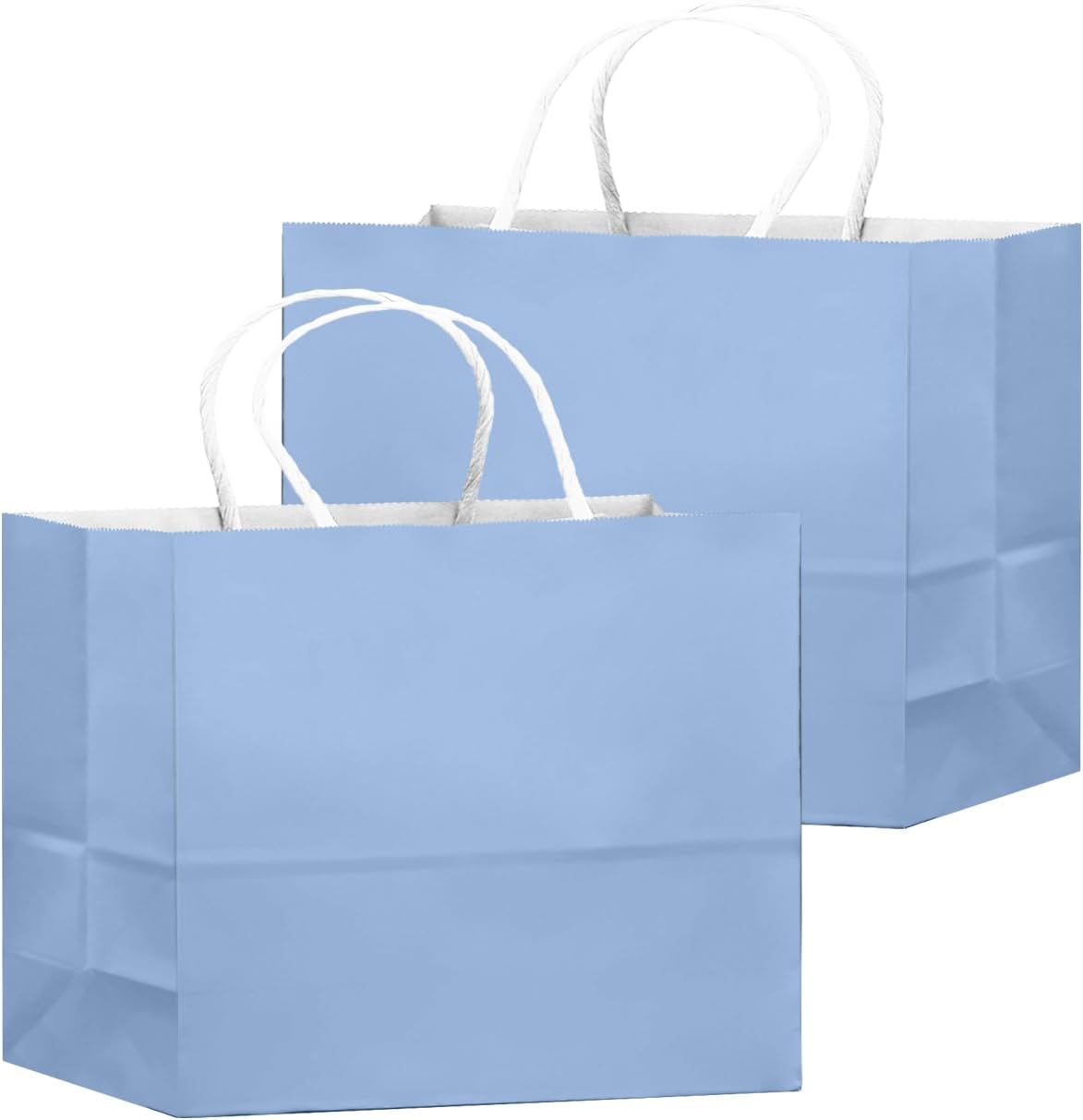 qiqee 100PCS Large Gift Bag with Handles Bulk 13"x4.5"x10" Gift Bags Light Blue Multiple Uses