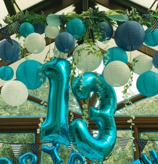 40 Inch Teal Blue 3 Large Number Balloon, 3 13 23 30 33 36 Teal Blue Birthday Party Decorations