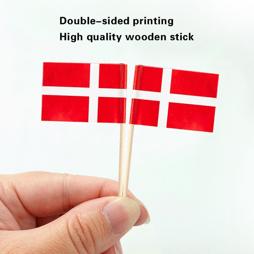 Denmark Flag Danish Flag, Small Mini Denmark Toothpick Flags for Food, Cupcakes, Cocktails