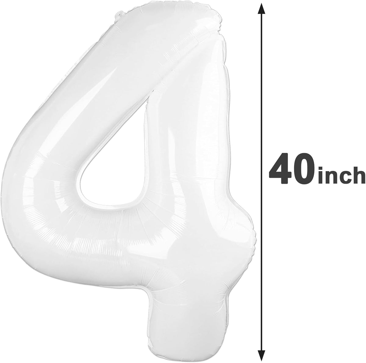 40 Inch White Large Number 4 Birthday Balloon, Giant Number Four 14 24 34 40 44 Balloons, White