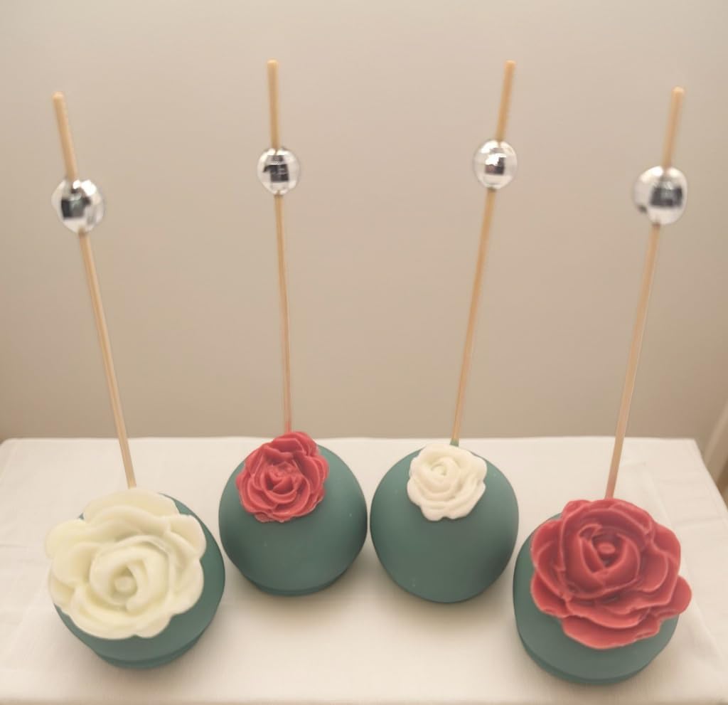 4 Pcs Rose Flower Silicone Molds, Fondant Cake Flower Mold Silicone Polymer Clay Molds Rose Clay