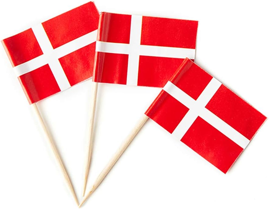 Denmark Flag Danish Flag, Small Mini Denmark Toothpick Flags for Food, Cupcakes, Cocktails