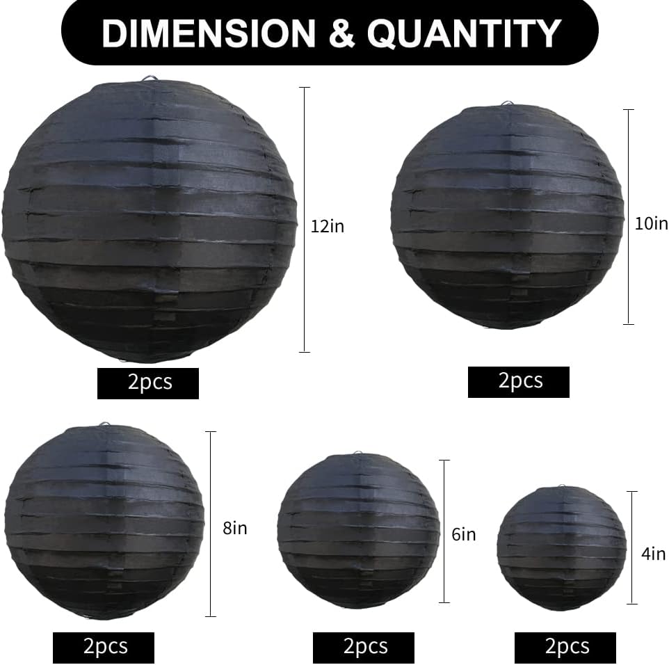 BEISHIDA Black Round Paper Lanterns Decorative Hanging Asia Chinese Japanese Paper Lanterns Lamp