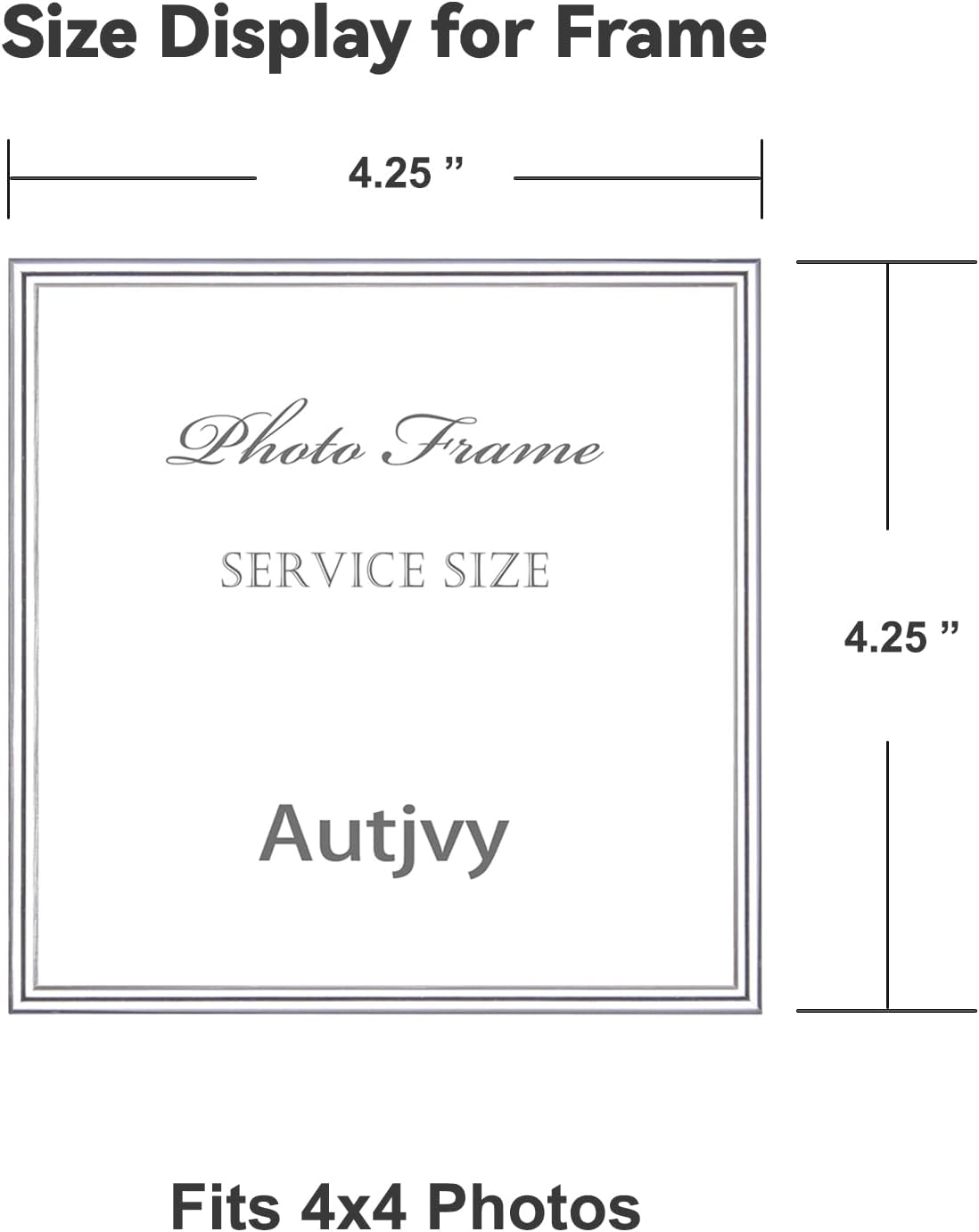 4x4 Picture Frame Silver Brushed Modern Simple Thin Aluminum Metal Photo Frame with HD Real Glass