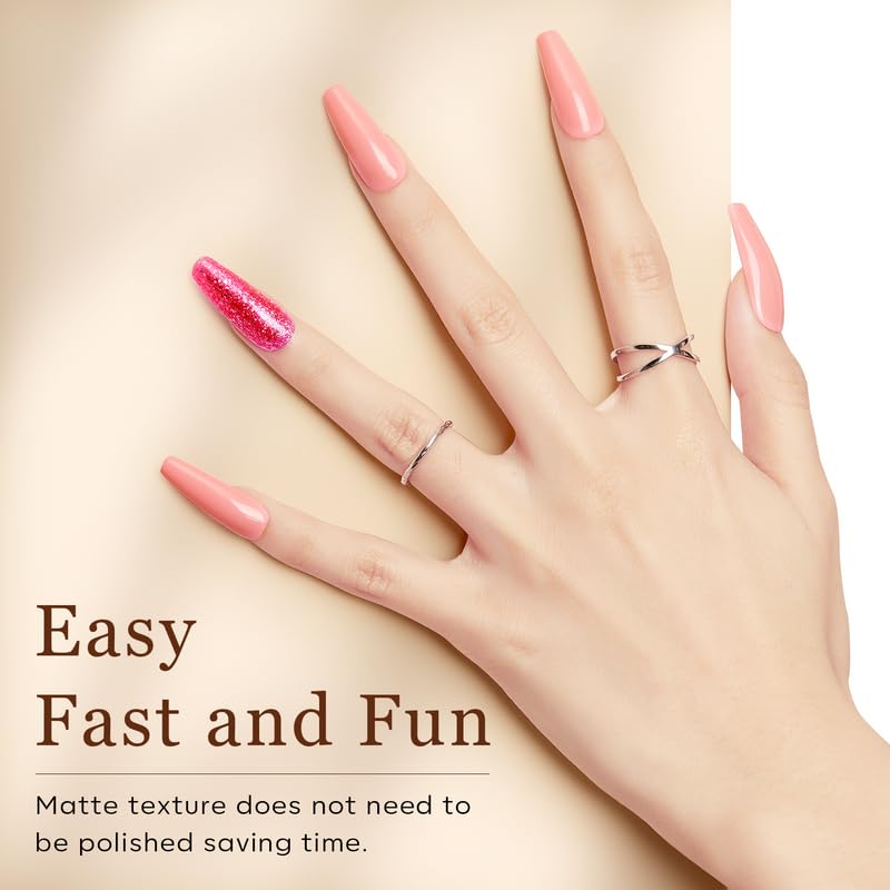 Modelones Long Coffin Nail Tips - 500Pcs Pre-shaped Half Matte Full Cover Fake Nails Gel Tips