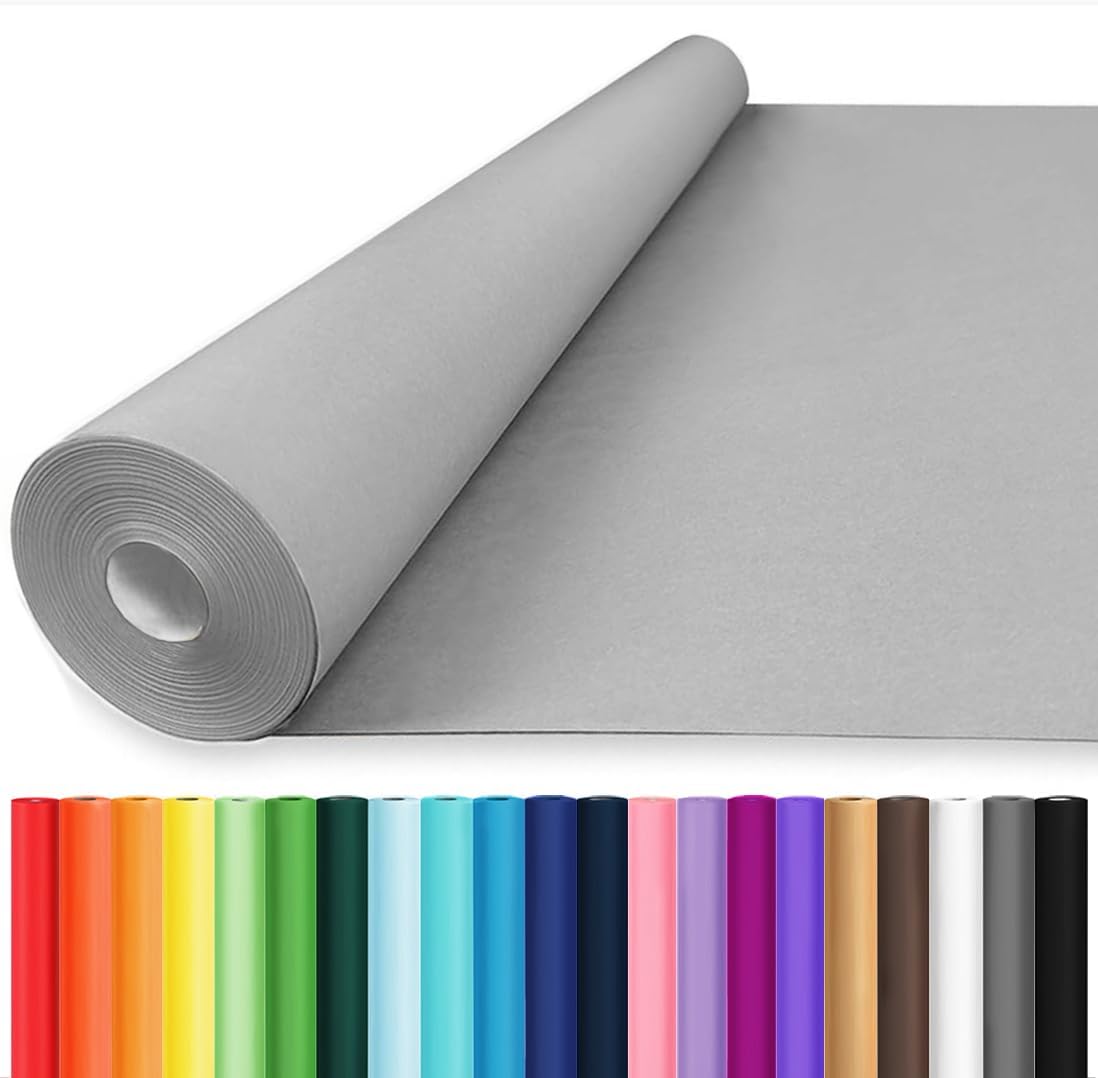 Vanhench 36" x 2400" (200') Grey Wrapping Paper, Solid Color Art Kraft Craft Paper Roll for