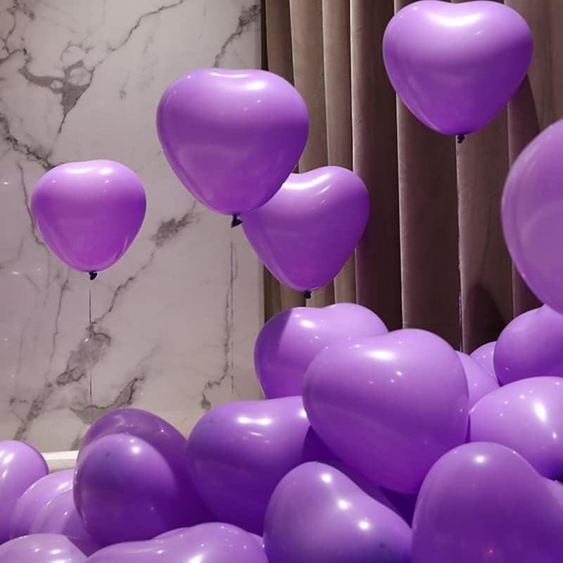 50 6-inch Purple Color Heart shaped Latex Balloons for Valentines Day,Propose Marriage,Wedding