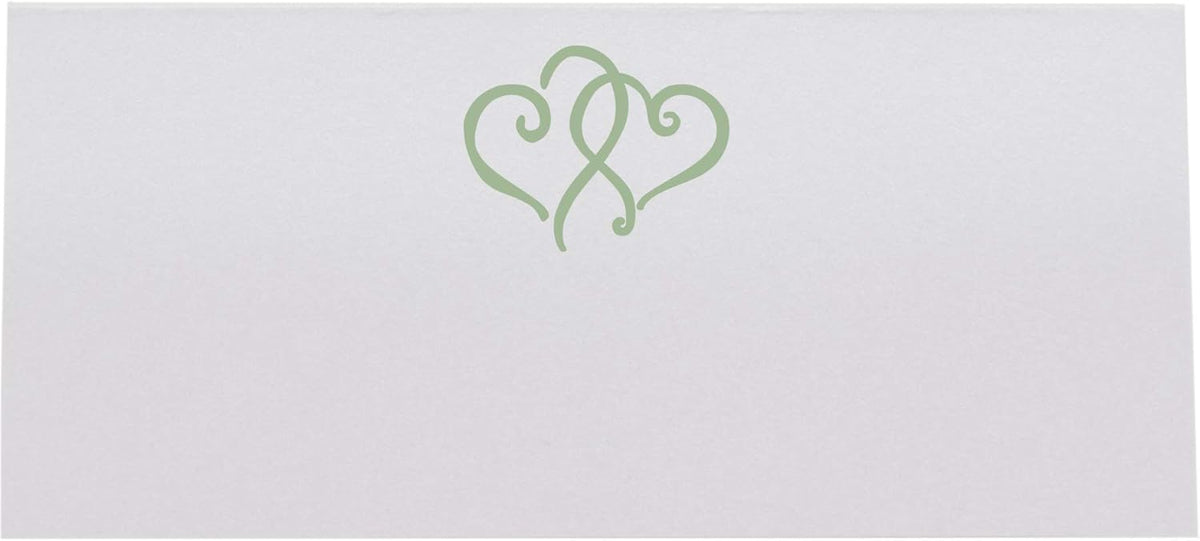 Linked Hearts Printable Place Cards, Sage (Choose Color), Set of 60 (10 Sheets), Laser & Inkjet