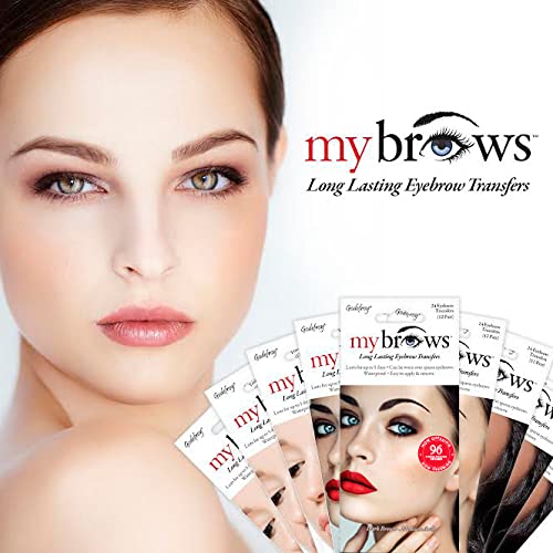 Godefroy MyBrows Long Lasting Eyebrow Transfers, Low Arch, Light Brown, 48-Pairs of Brows (96