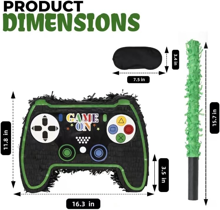 Video Game Controller Pinatas Bundle with a Blindfold and a Bat(16.5 x 12 x 3.5 Inches), Perfect
