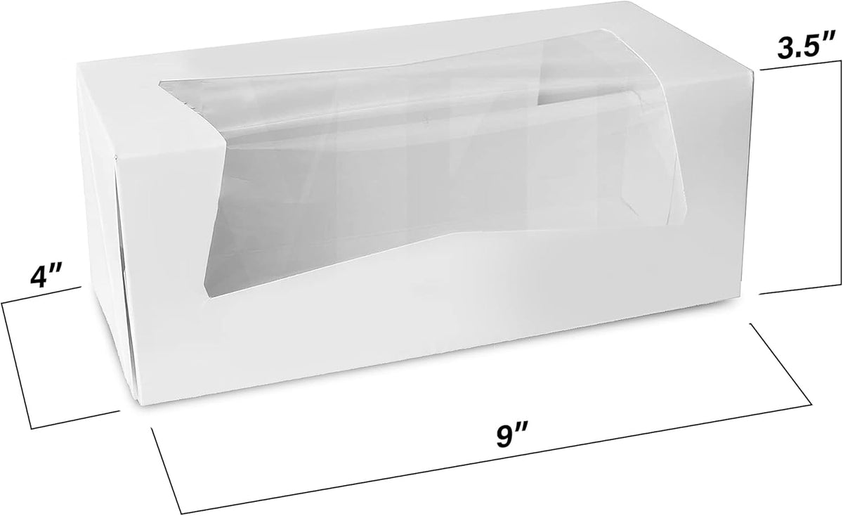 MT Products White Cupcake Boxes 9" x 4" x 3.5" - Auto Pop-Up Bakery Boxes with Window (Pack of 200)