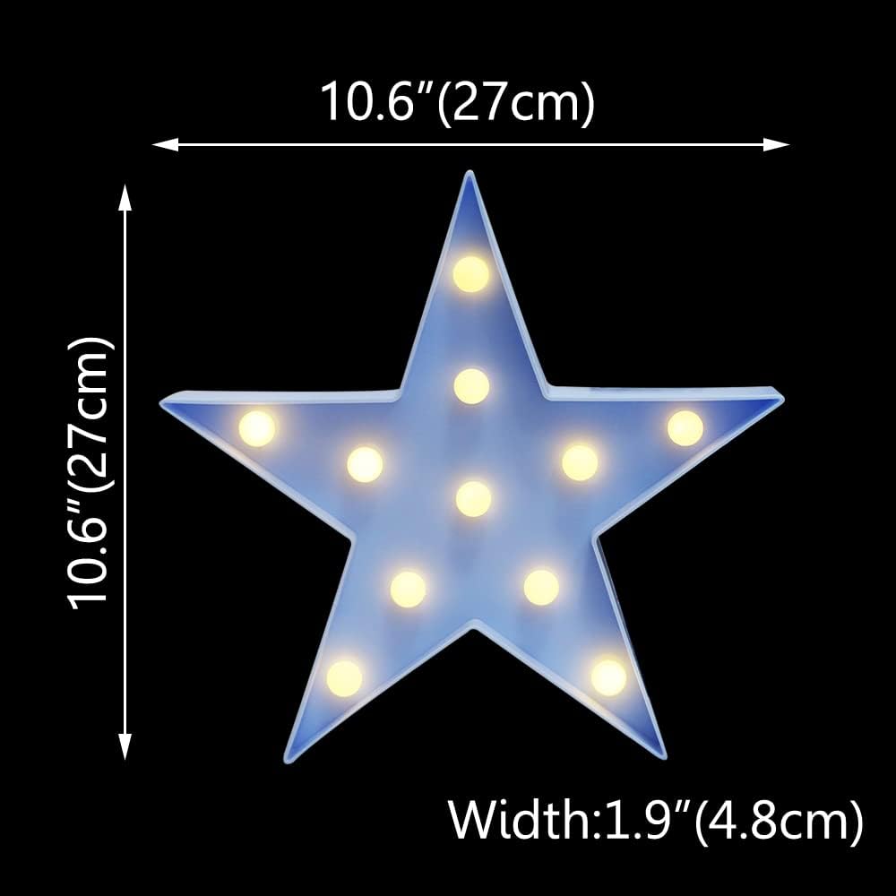 LED Marquee Star Sign Night Light, Battery Operated Star Shaped Desk Table Lamp for Kids, Baby