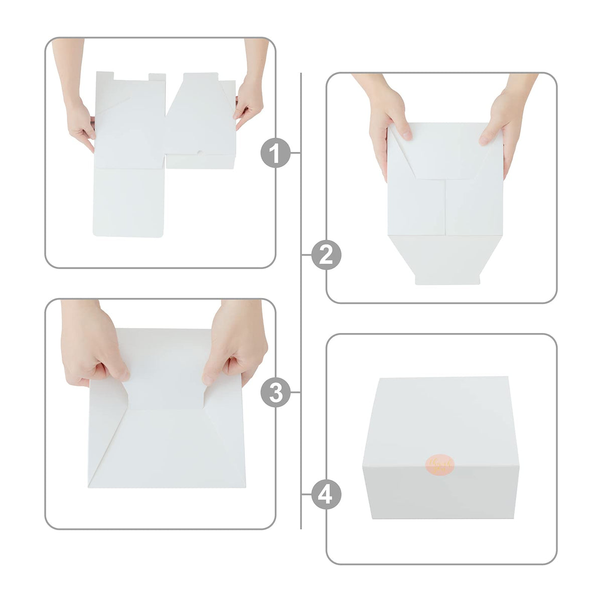 YUEFANBOX White Gift Boxes with Lids 12 Pack 8x8x4 in
