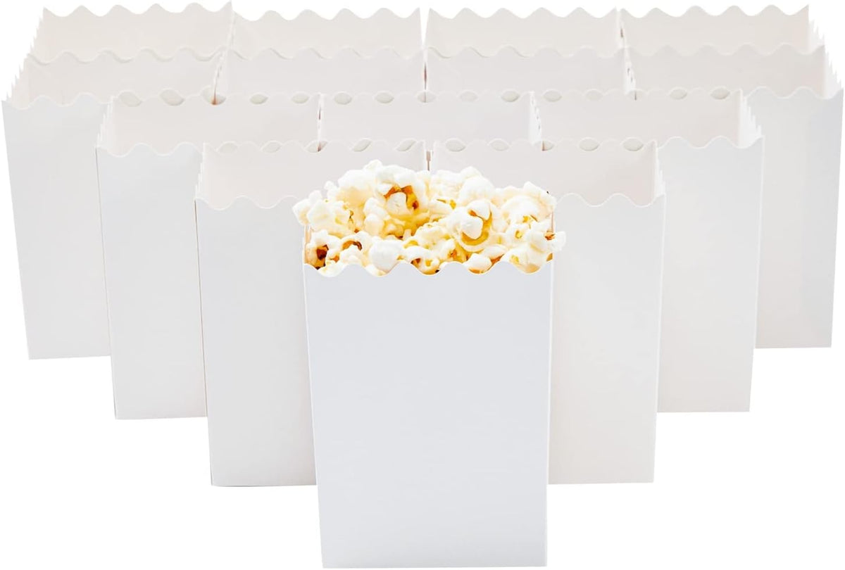 Juvale 100 Pack Mini Popcorn Boxes for Party, Bulk White Popcorn Containers for Movie Night