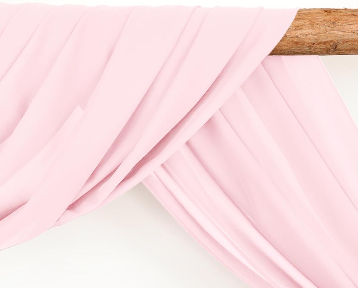 Wedding Arch Draping Fabric 2 Panels 30'' x 18FT Blushing Pink Sheer Chiffon Arch Drapery for Photo