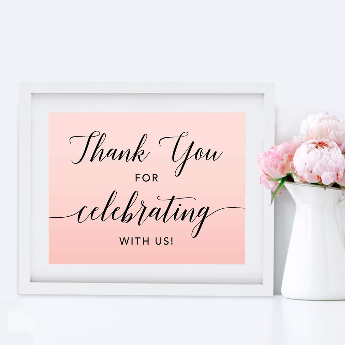Andaz Press Blush Pink Rose Elegant Party Collection, 8.5x11-inch Unframed Party Sign, Thank You