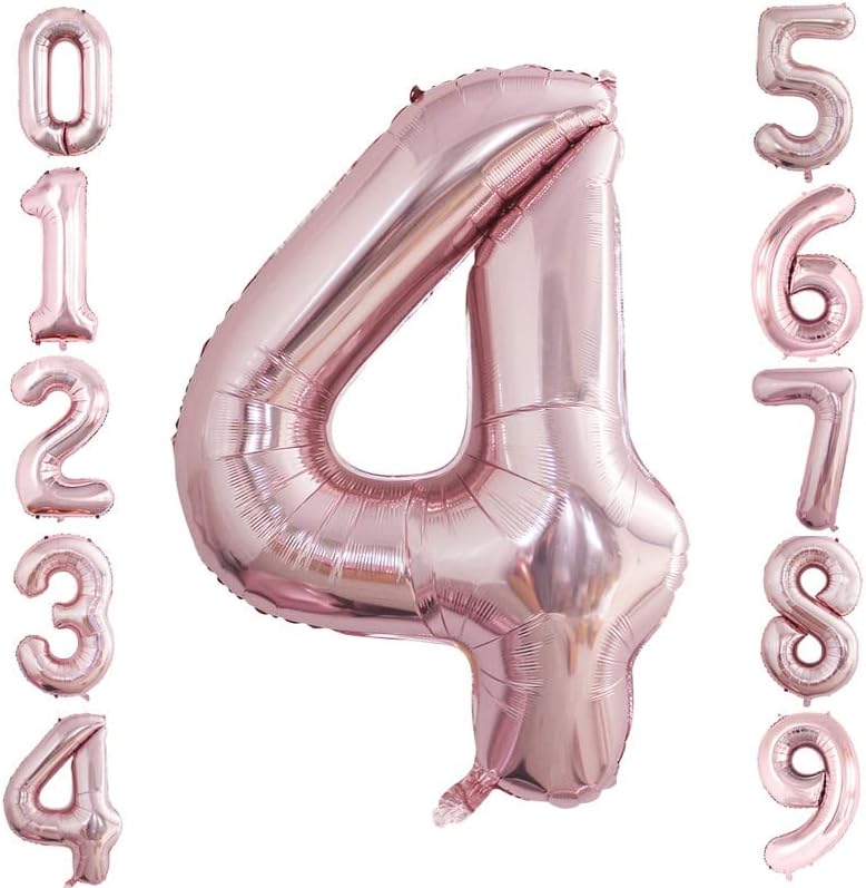 GOER 2 Pcs 42 Inch Rose Gold Foil Balloons Number 4,Huge Number Balloons for 4th 44th Birthday
