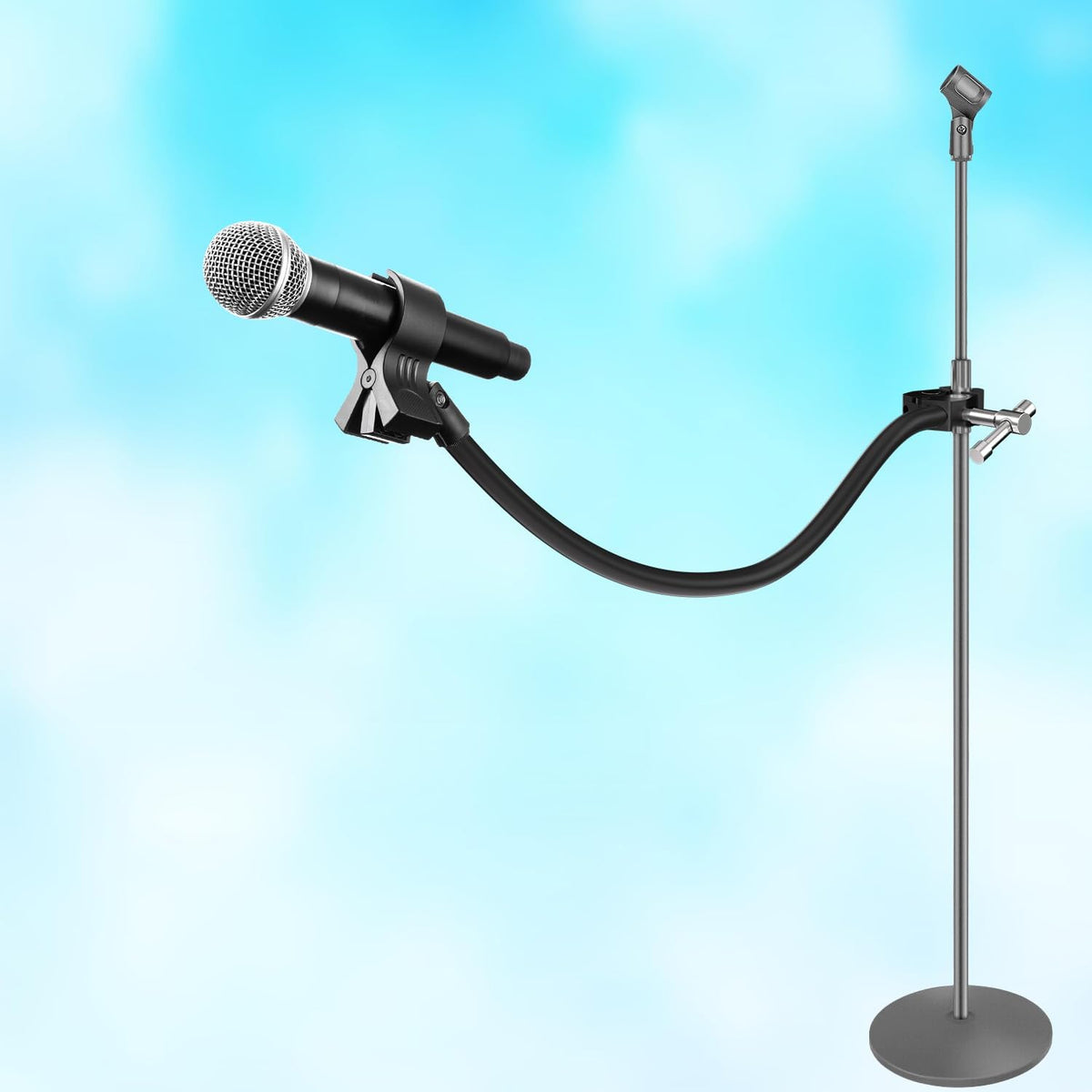 Gooseneck Microphone Stand,19.69" Flexible Adjustable Arm Super Crab Clamp Mic Clip 3/8"-16 to
