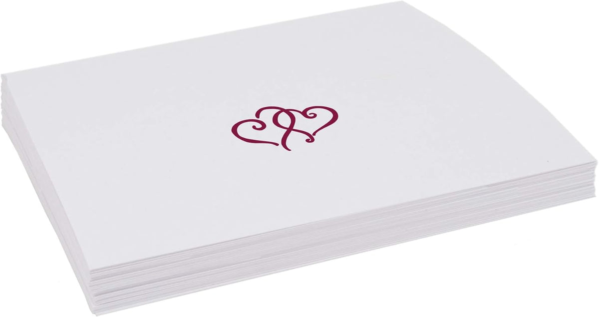 Linked Hearts Place Cards, Burgundy (Choose Color), Set of 60, Pre-cut and Scored - Wedding, Party