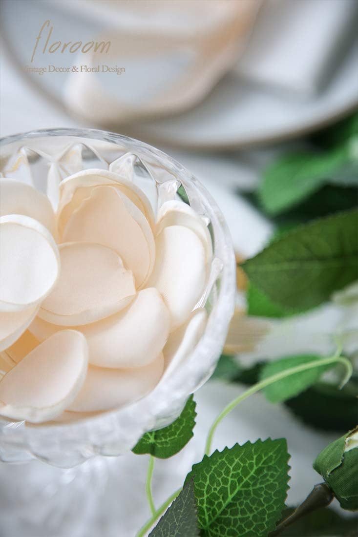 Floroom 300pcs Rose Petals Cream Faux Silk Flower Petals for Wedding Flower Girl Basket Aisle