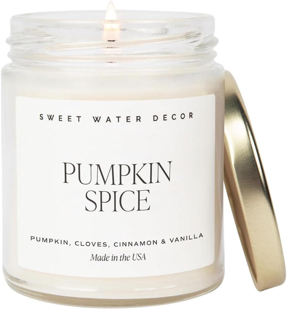 Sweet Water Decor Pumpkin Spice Candle - Fall Candles with Pumpkin, Clover, Cinnamon & Vanilla