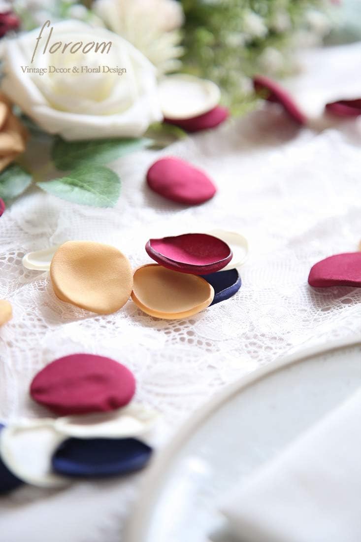 Floroom 300pcs Rose Petals Burgundy Navy Faux Silk Flower Petals for Wedding Flower Girl Basket