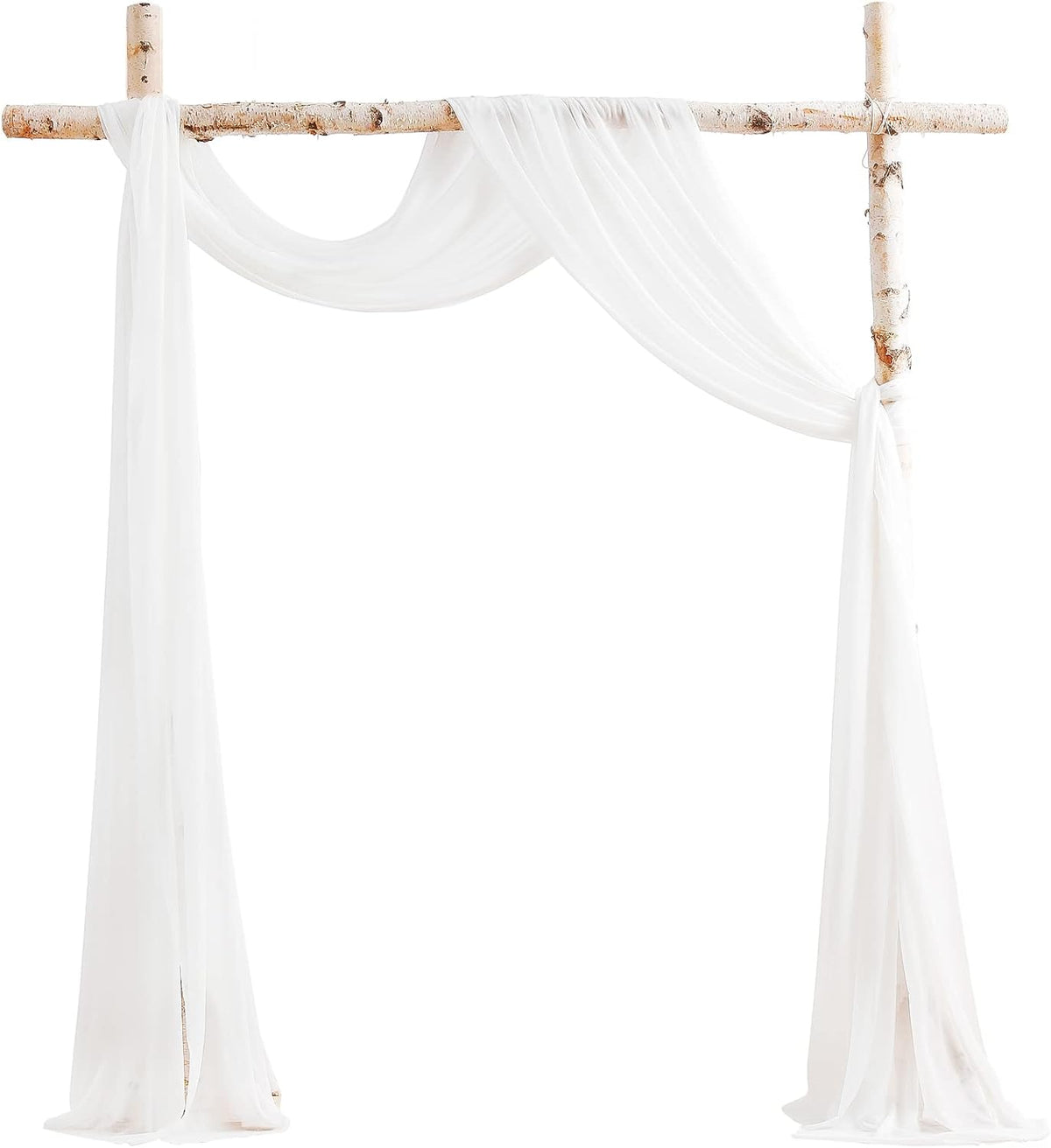 Floroom Wedding Arch Draping Fabric 2 Panels 20Ft White Chiffon Fabric Drapes Arbor Drapery Wedding