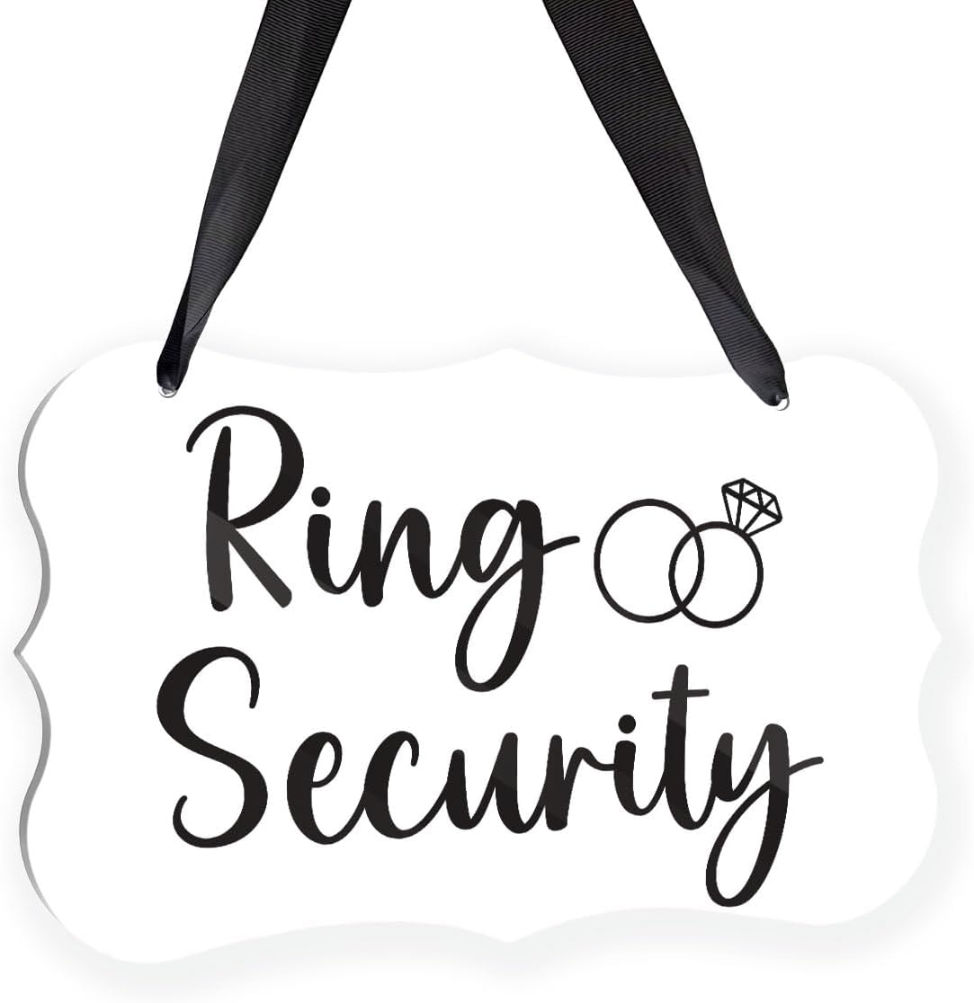 Acrylic Wedding Sign, Ring Bearer Sign, Ring Security Decor, for Rustic Wedding Decor Hanging