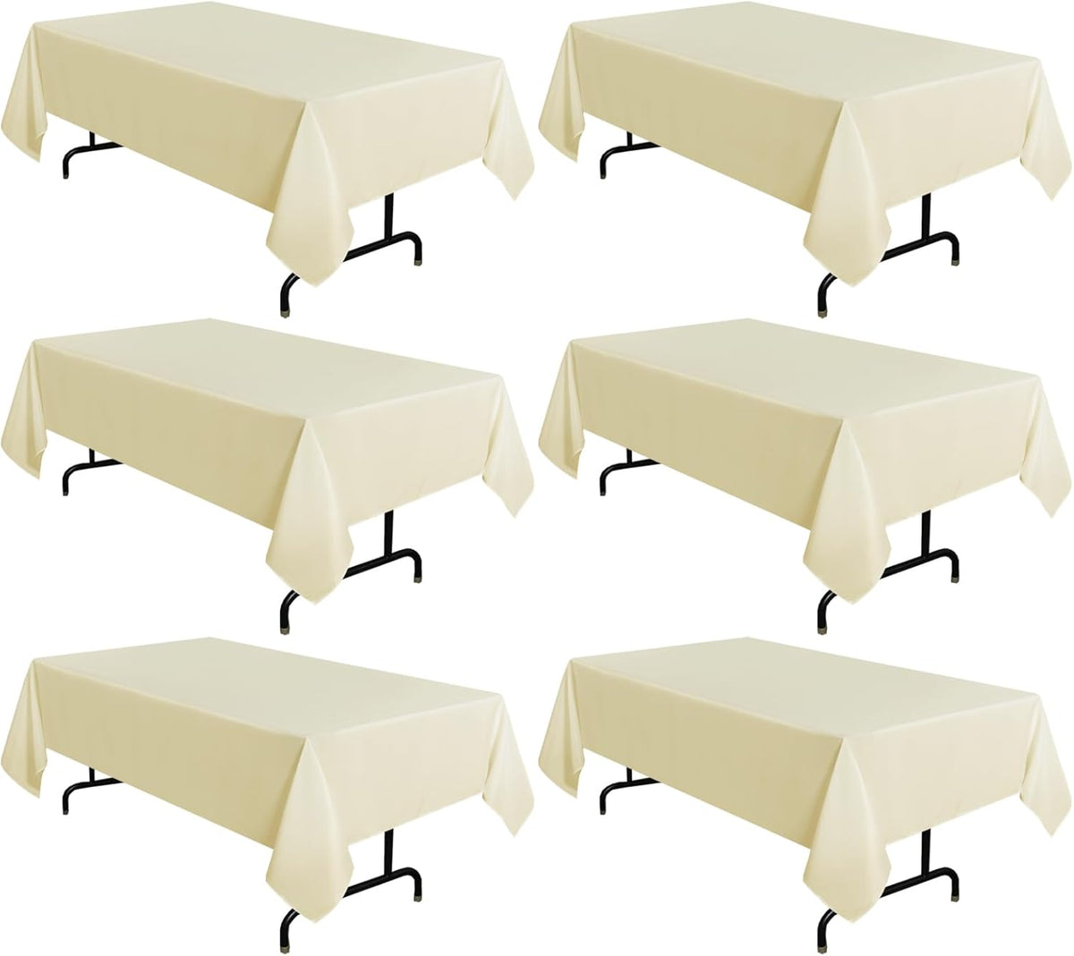 sancua 6 Pack Beige Tablecloth 60 x 102 Inch, Rectangle Table Cloth for 6 Feet Tables - Stain and