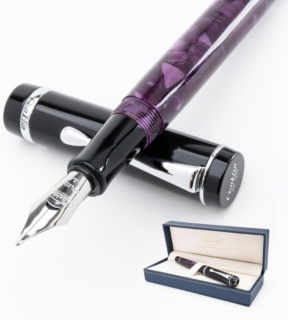 Conklin Duragraph Fountain Pen Purple Nights - Broad Nib, Elegant Writing Instrument with Rich
