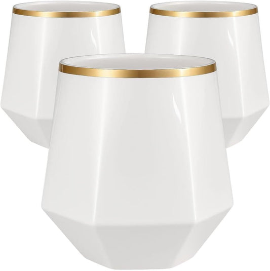 40 count Diamond Unbreakable Stemless Plastic Wine Champagne Whiskey Glasses Elegant Durable