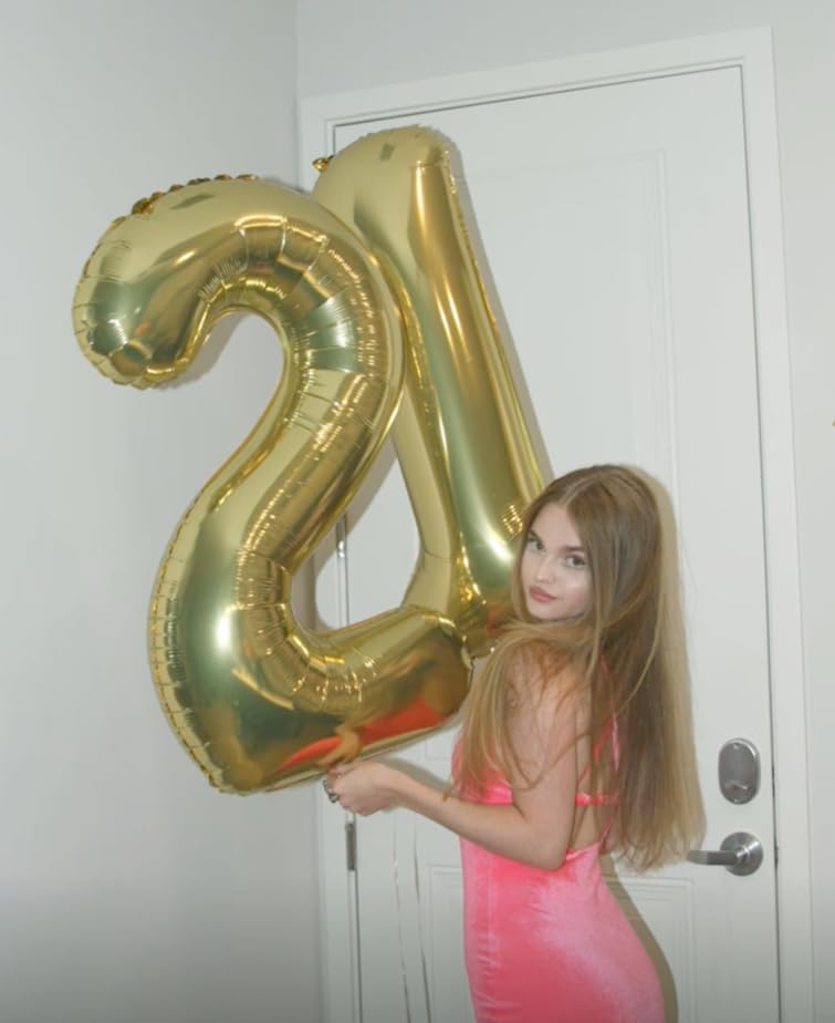 Light Gold Number 1 Balloon 40 inch, Number 1 Birthday Balloons for Boy Girl, Champagne Gold Foil
