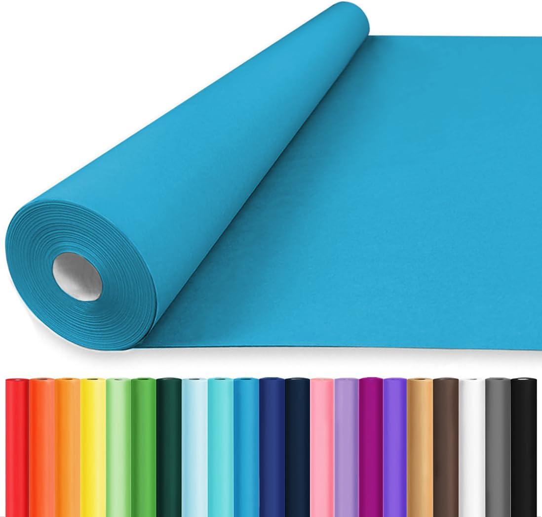 Vanhench 48" x 2400" (200') Lake Blue Wrapping Paper, Solid Color Kraft Craft Art Paper for Gift