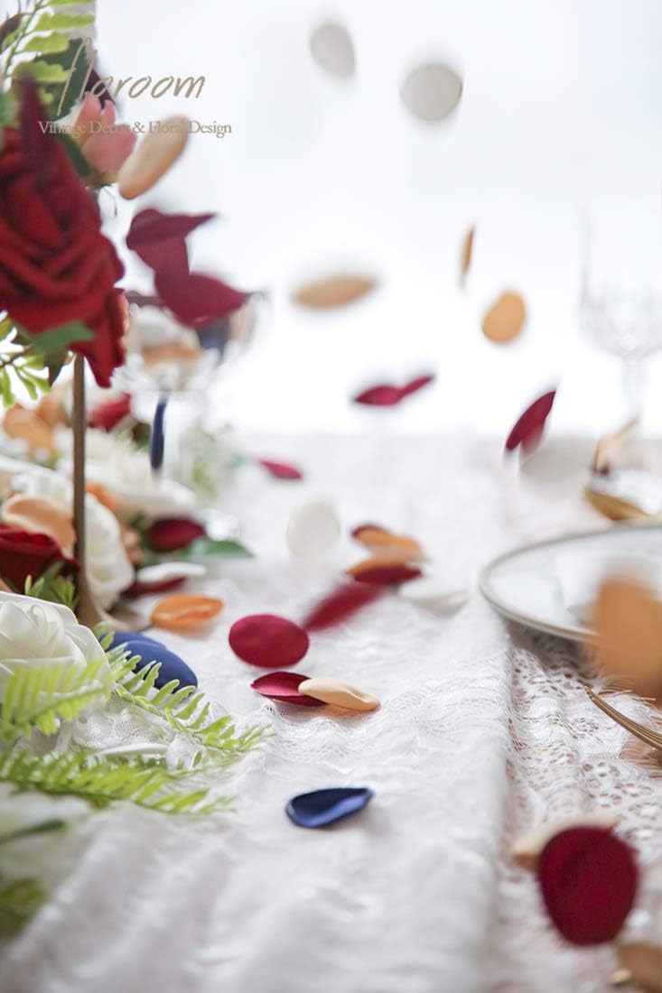 Floroom 500pcs Rose Petals Burgundy Navy Faux Silk Flower Petals for Wedding Flower Girl Basket