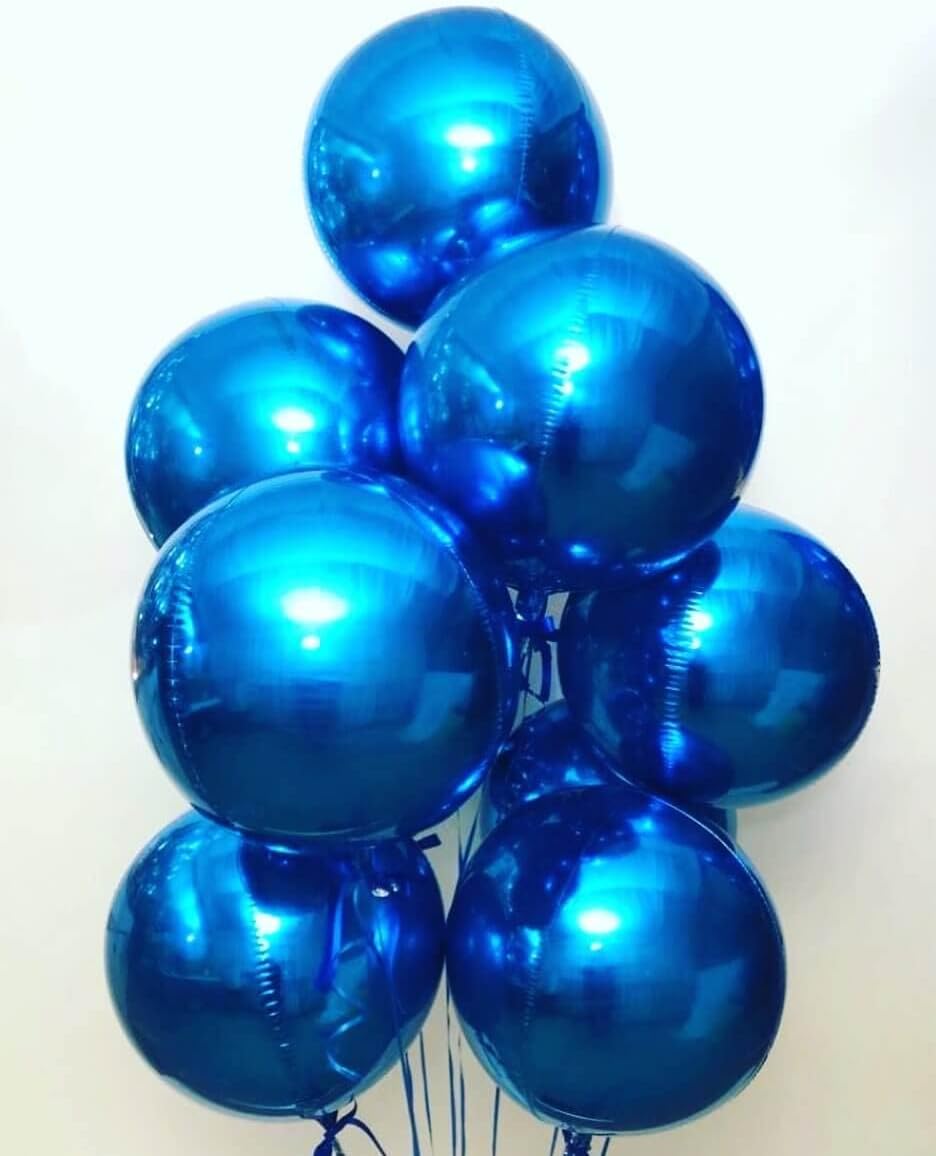 LHOAVWE 6 Pack Blue 22 Inch 4D Big Round Foil Balloons for Wedding, Birthday, Bridal Shower, Baby