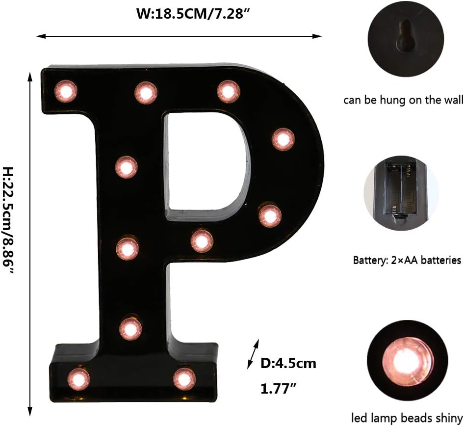 Light Up Black Alphabet Marquee Letters Sign LED Marquee Number Lights Sign for Night Light Home