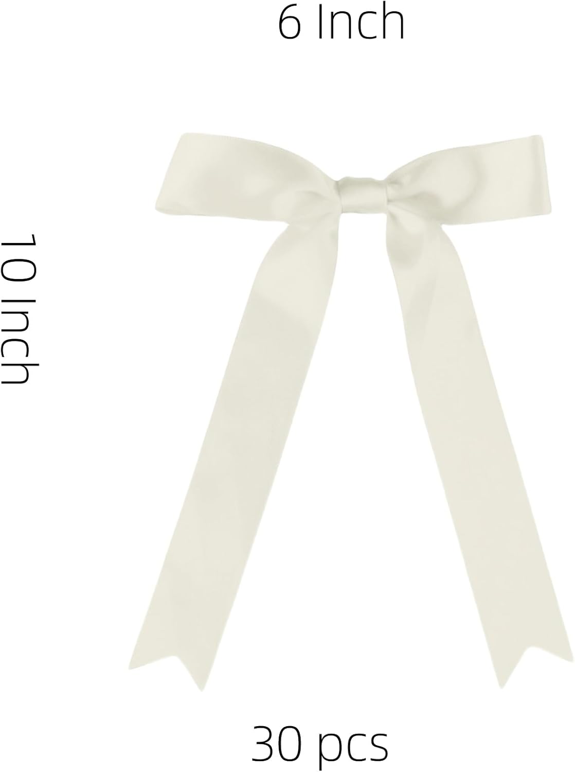 30 Pcs Ivory Satin Bows 6 X 10 Inch Premade Bows with Twist Tie for Wedding Florist Decor, Cake
