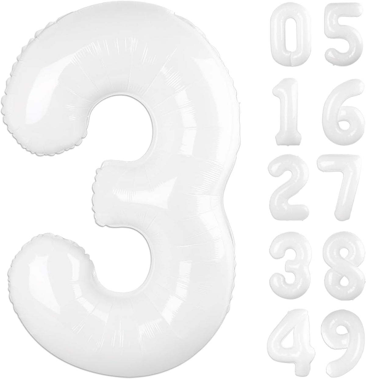 40 Inch White 3 Large Number Balloon, 3 13 23 30 33 36 White Birthday Party Decorations, Number