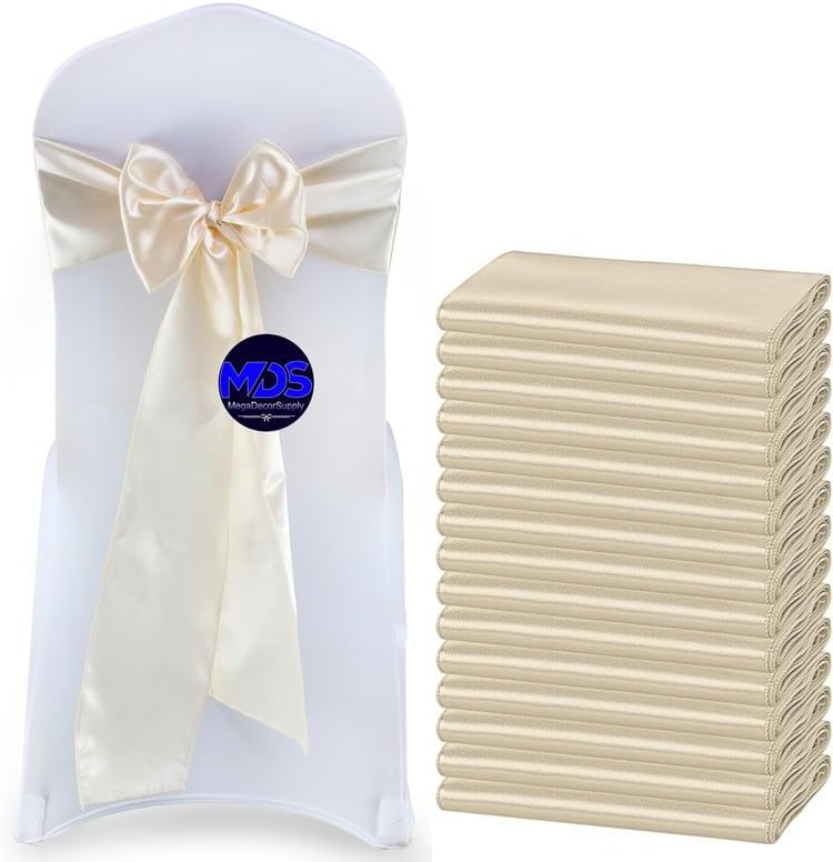 MDS Pack of 300 PCS Satin Chair Sashes Charmeuse Sateen Dining Chair Bows Ribbon Ties Back Sash for
