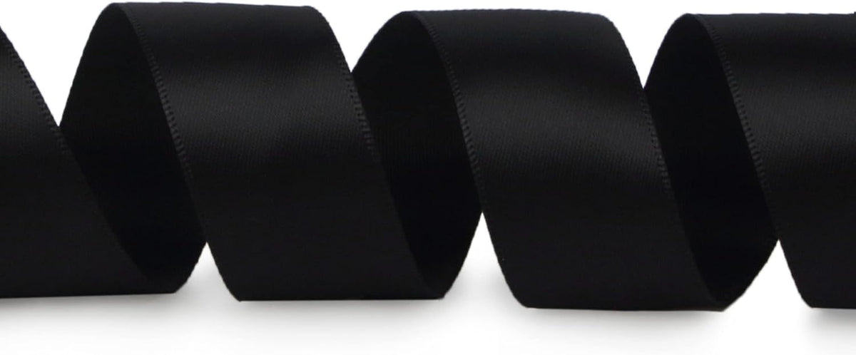 Ribbli Double Faced Black Satin Ribbon,1” x Continuous 25 Yards,Use for Bows Bouquet,Gift