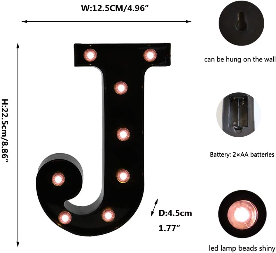 Light Up Black Alphabet Marquee Letters Sign LED Marquee Number Lights Sign for Night Light Home
