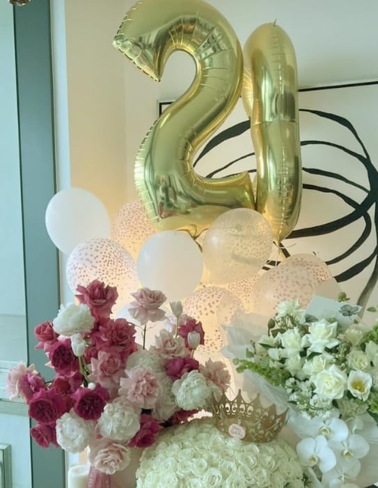 Large 40 Inch Champagne Gold 3 Number Balloon, 3 13 23 30 33 36 38 Light Gold Birthday Party