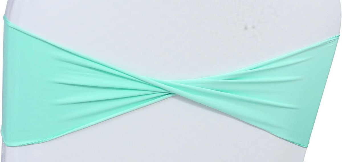 VDS Pack of 10 PCS | Tiff Blue | Spandex Chair Sashes Bows Without Buckle | Stretch Elastic Banquet