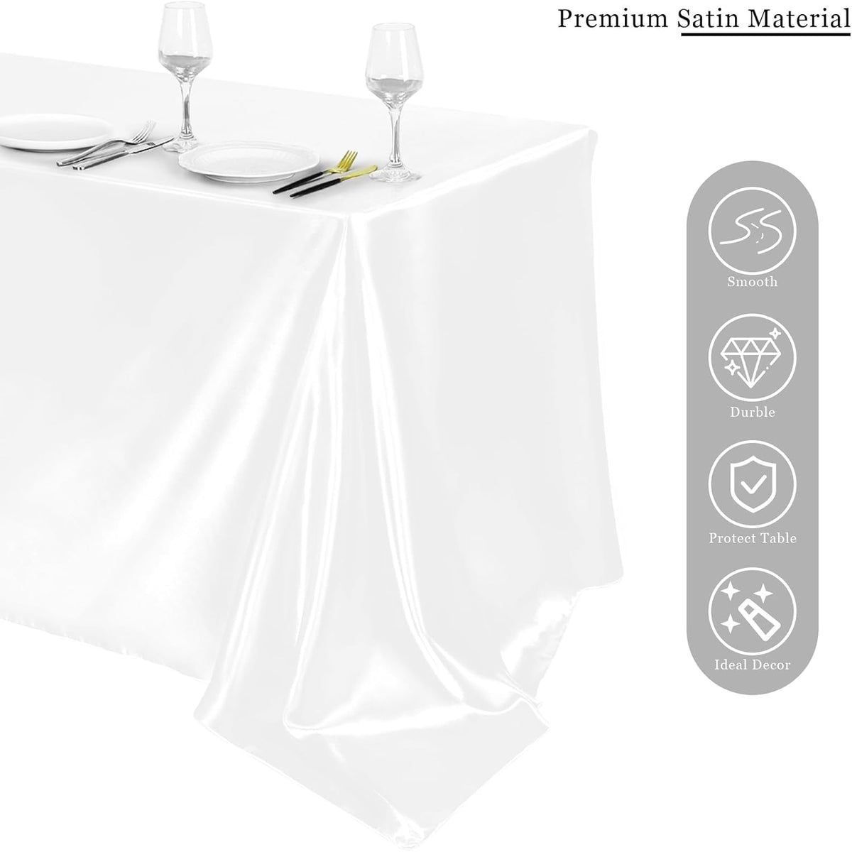 TURSTIN 4 Packs Satin Tablecloth 102 x 58 Inch Overlay Satin Table Cover Rectangle Bright Silk
