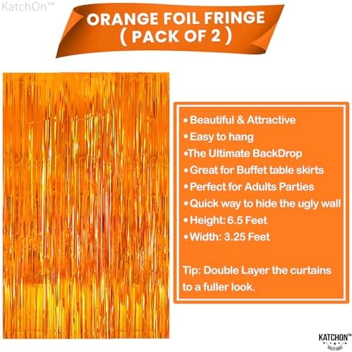 KatchOn, Orange Streamers - Pack of 2 | Orange Fringe Backdrop, Basketball Party Decorations |
