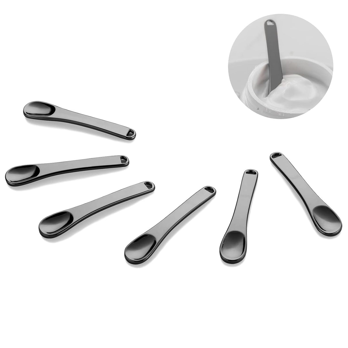 Tekson 6 Pieces Metal Cosmetic Skincare Spatula, Mini Mask facial Reusable Scoop, Makeup Beauty